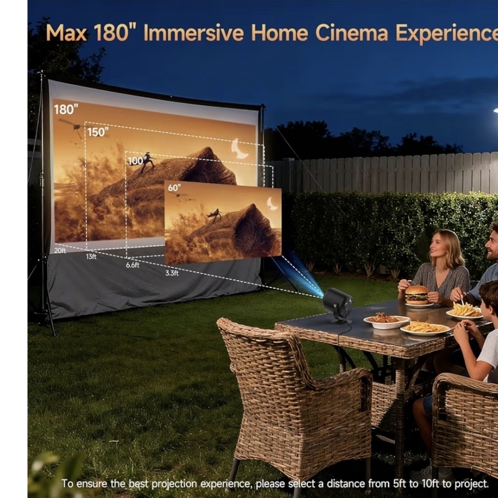 Mini Projector with WiFi and Bluetooth, Portable Projector Native 1080P Support - Picture 7 of 8